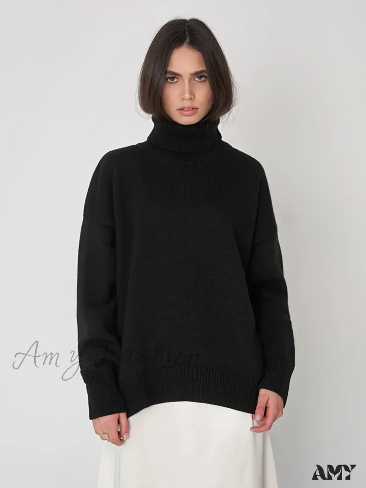 Women Autumn Winter Thick Warm Pullover Top Oversized Casual Loose Knitted Sweater - Image 6
