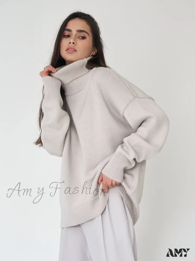 Women Autumn Winter Thick Warm Pullover Top Oversized Casual Loose Knitted Sweater - Image 9