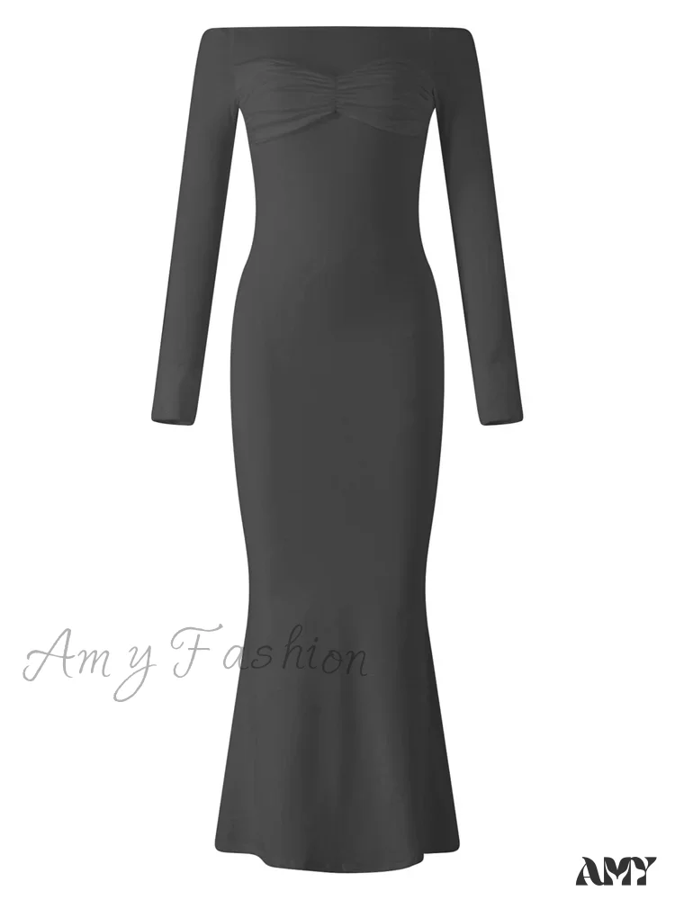 Amy Fashion - Women Bow Patchwork  Sleeve Elegant Solid Slash Neck Off Shoulder Party Beach Club Vestido Streetwear - Image 6