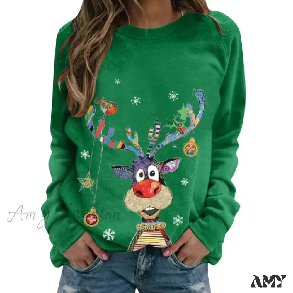 Amy Fashion - Women Casual Cartoon Print Long Sleeve Sweater - Image 2
