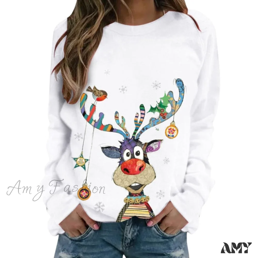 Amy Fashion - Women Casual Cartoon Print Long Sleeve Sweater - Image 3