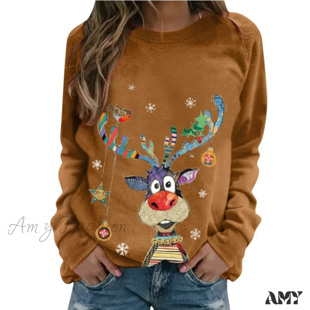 Amy Fashion - Women Casual Cartoon Print Long Sleeve Sweater - Image 4