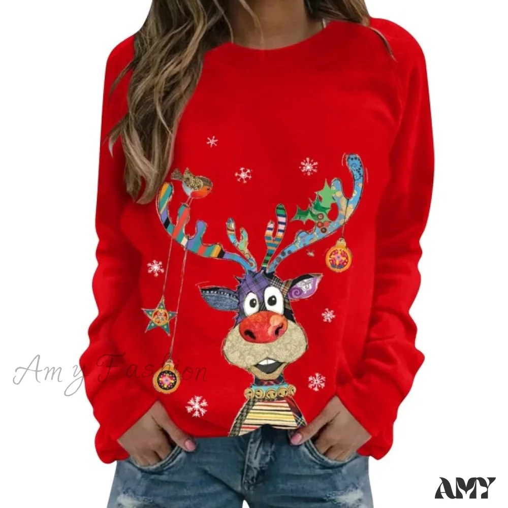 Amy Fashion - Women Casual Cartoon Print Long Sleeve Sweater - Image 5