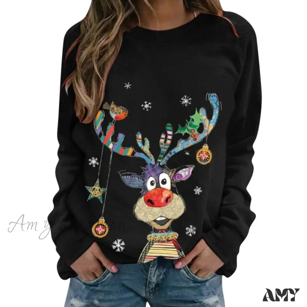 Amy Fashion - Women Casual Cartoon Print Long Sleeve Sweater - Image 6