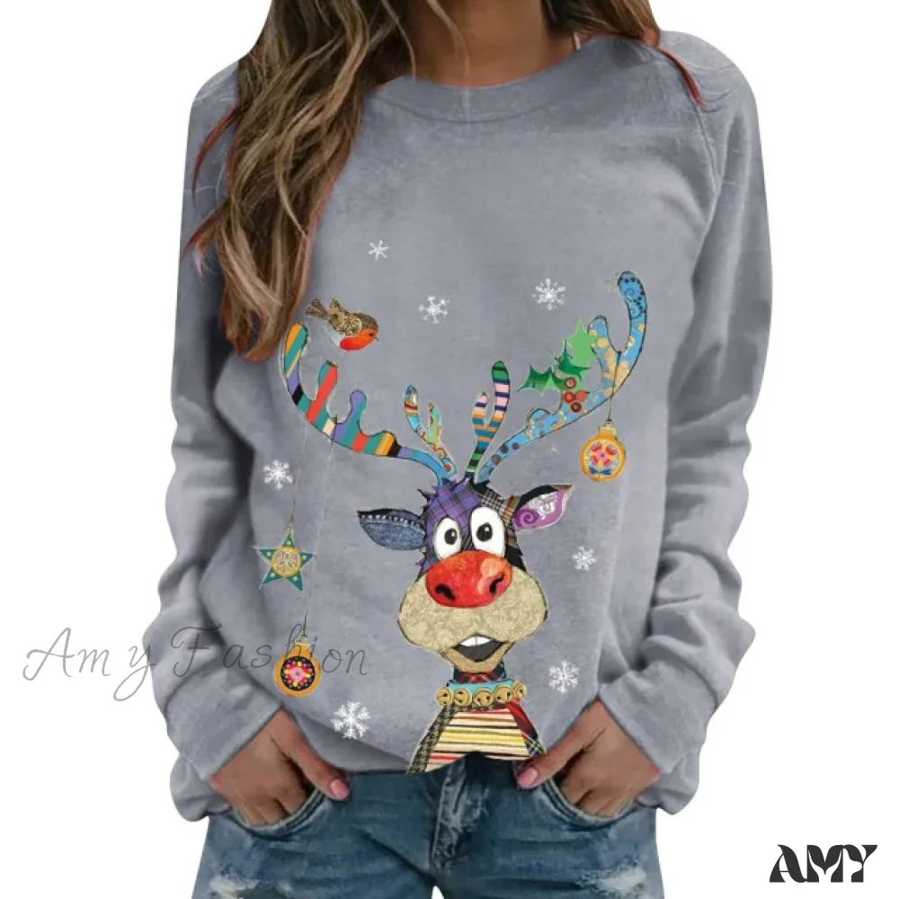 Amy Fashion - Women Casual Cartoon Print Long Sleeve Sweater - Image 7