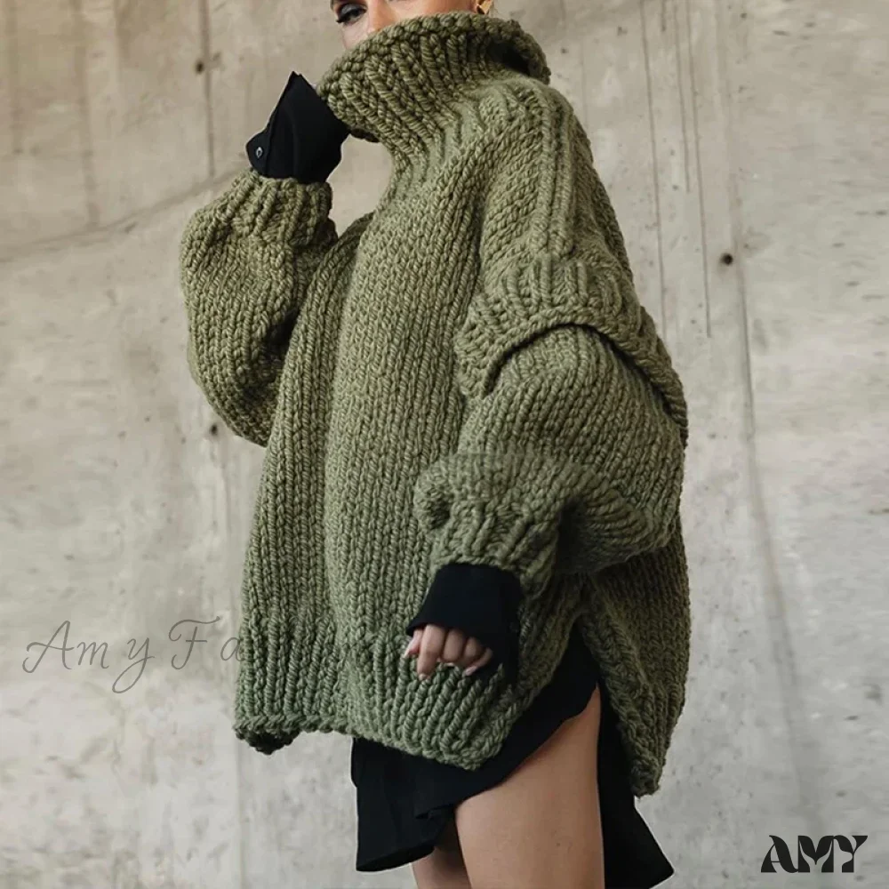 Women Casual Warm Winter Thick Fall Elegant Solid Knitted Jumper Fashion Long Sleeve Loose Sweater - Image 10