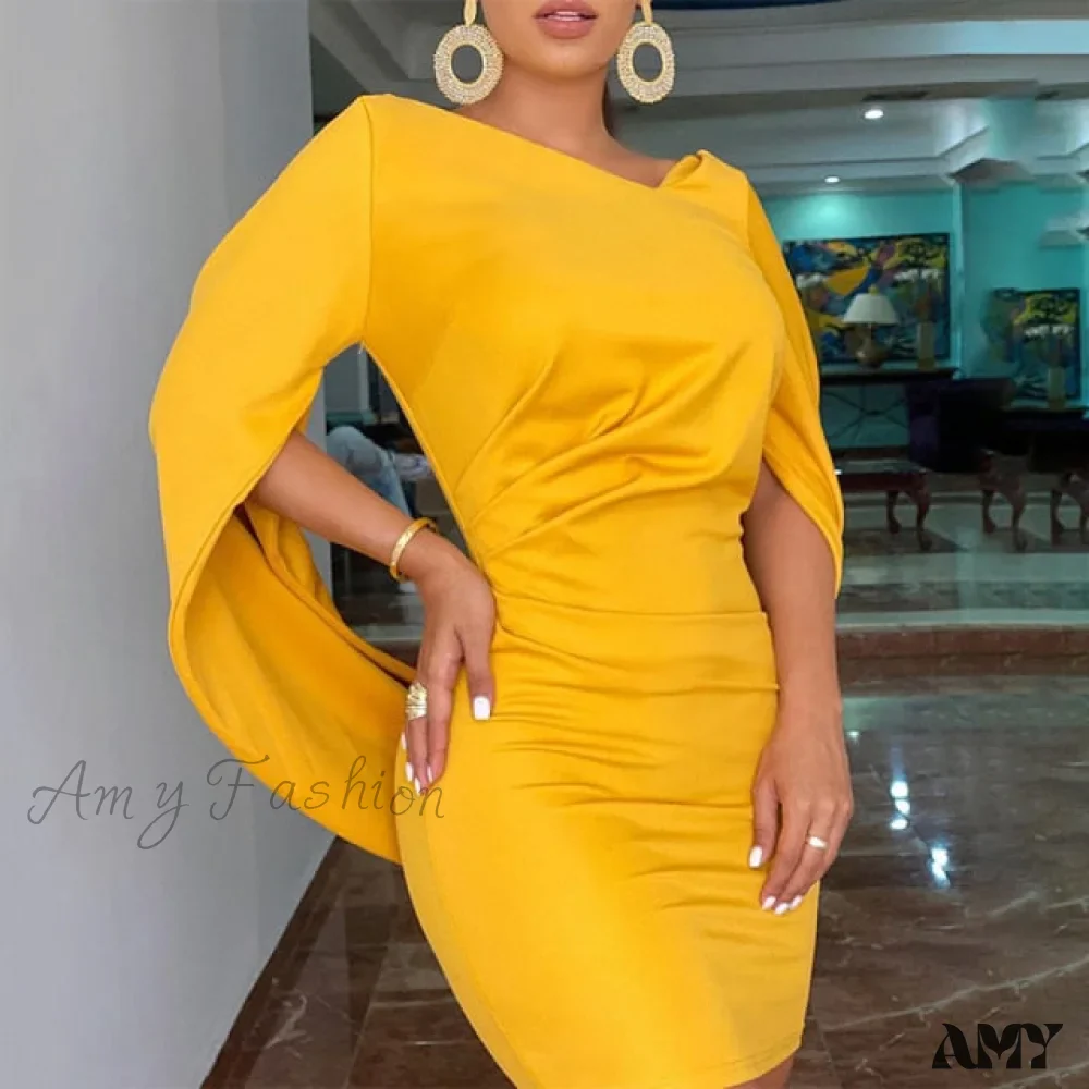 Amy Fashion - Women Cloak Sleeve Party Dress - Image 2