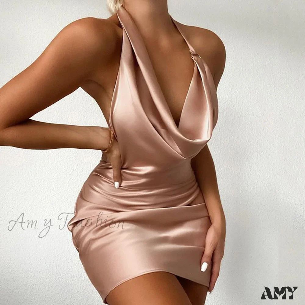 Amy Fashion - Halter Backless Sleeveless Tight Mini Bodycon Dress - Image 10
