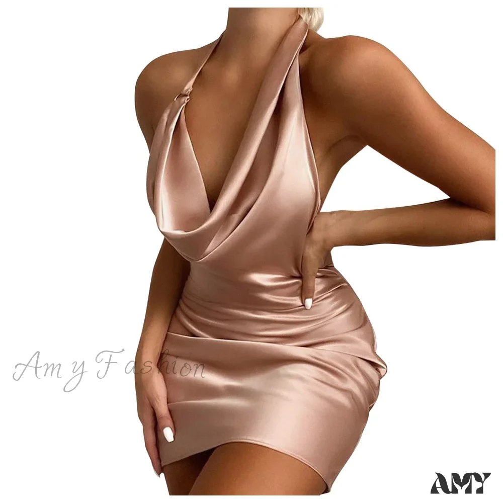 Amy Fashion - Halter Backless Sleeveless Tight Mini Bodycon Dress - Image 14