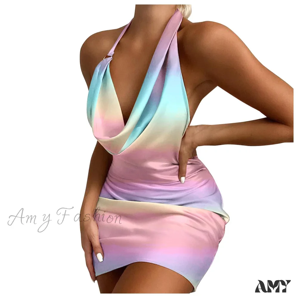 Amy Fashion - Halter Backless Sleeveless Tight Mini Bodycon Dress - Image 15