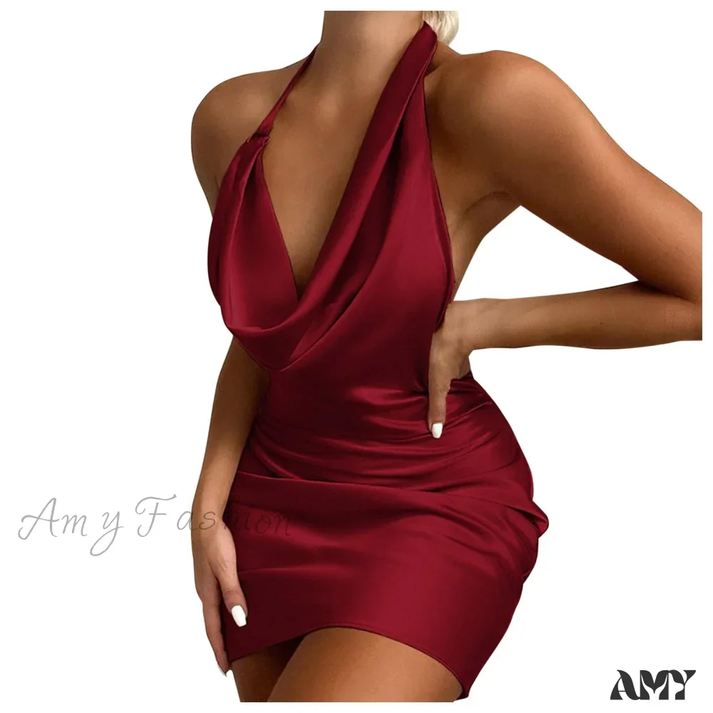 Amy Fashion - Halter Backless Sleeveless Tight Mini Bodycon Dress - Image 16