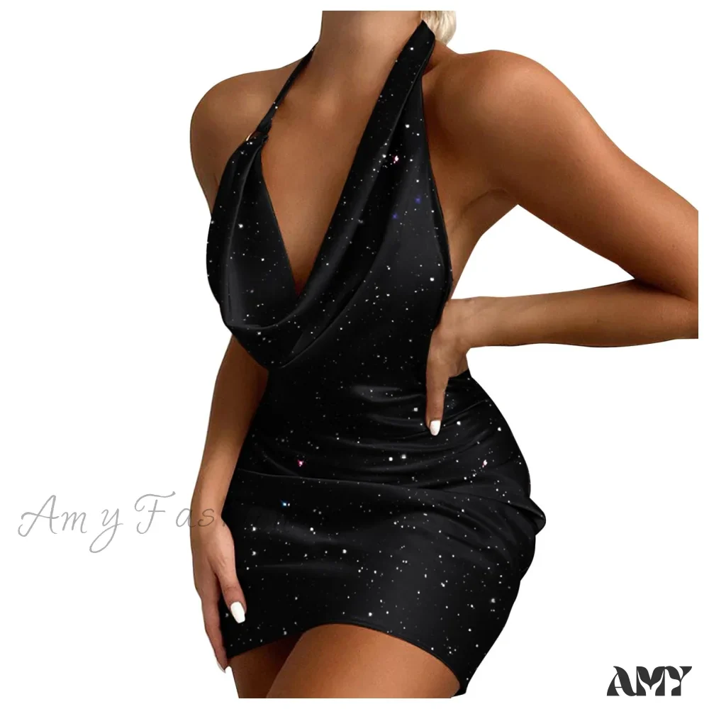 Amy Fashion - Halter Backless Sleeveless Tight Mini Bodycon Dress - Image 5