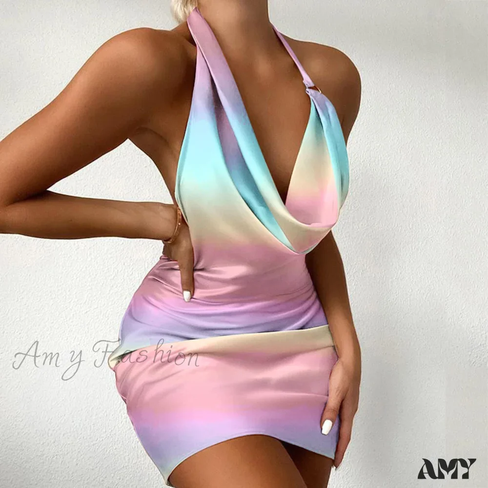 Amy Fashion - Halter Backless Sleeveless Tight Mini Bodycon Dress - Image 8