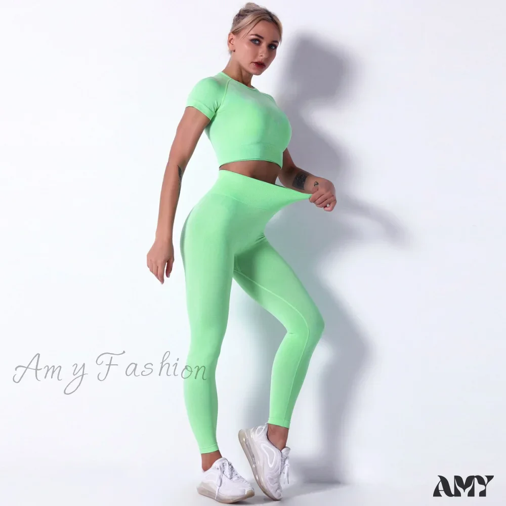 Amy Fashion - Women Seamless Sports Fitness Tracksuit Running Leggings - Image 3