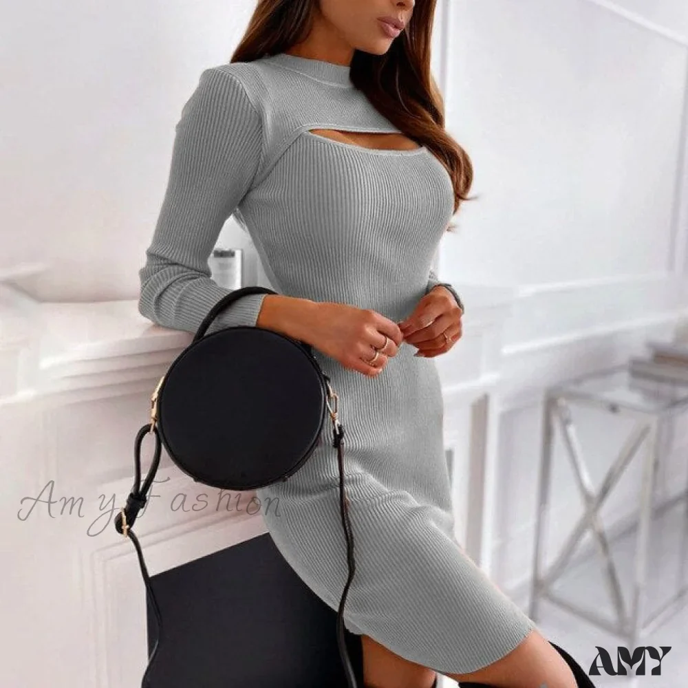 Amy Fashion - Sexy Fashion Cut Out Slim Party Dress - Image 5