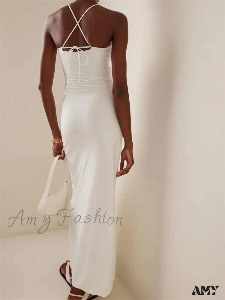 Amy Fashion - Women Sexy Halter Hollow Out  Y2K Off Shoulder Backless Slim 3D Flowers Vestidos Night Party Clubwear - Image 6
