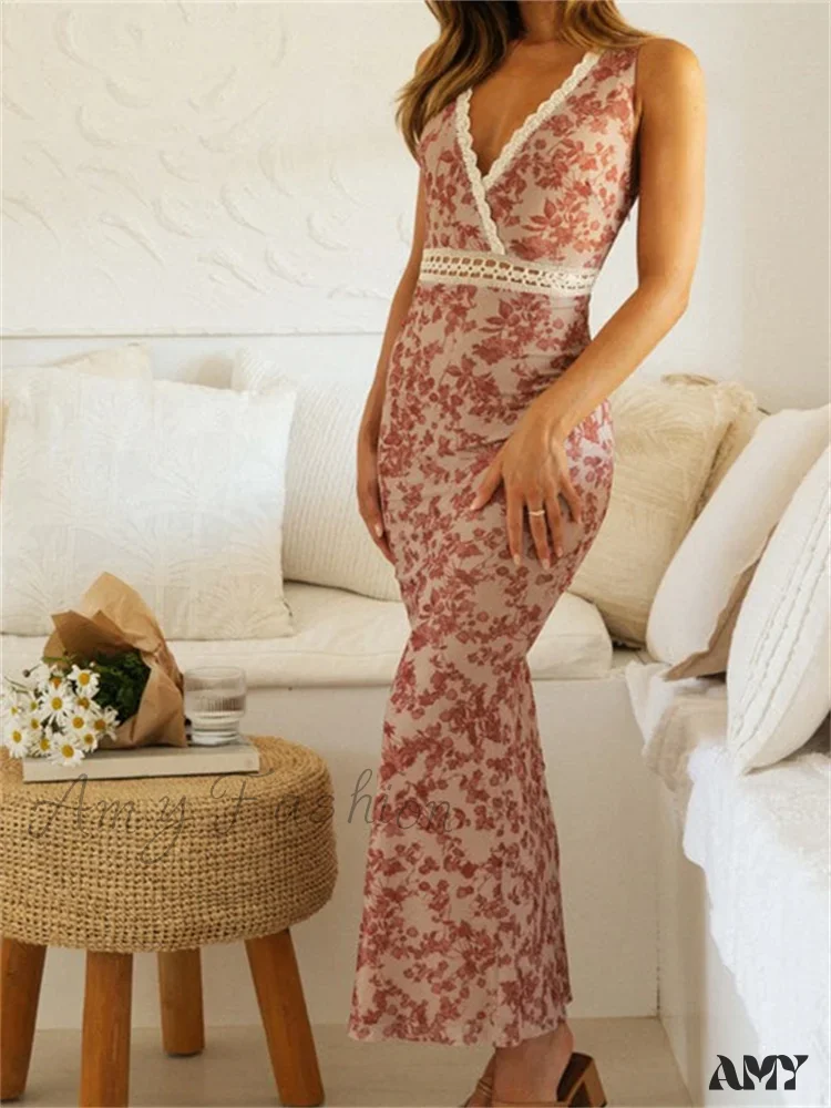 Amy Fashion - Women Sleeveless Lace Trim Tank Summer Floral Print Party for Cocktail Beach Club Vestido Streetwear - Image 4