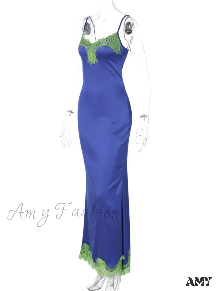 Amy Fashion - Women Sleeveless Spaghetti Strap  Lace Patchwork Summer Party for Cocktail Beach Vestidos Streetwear - Image 3