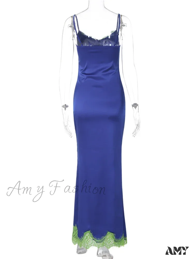 Amy Fashion - Women Sleeveless Spaghetti Strap  Lace Patchwork Summer Party for Cocktail Beach Vestidos Streetwear - Image 4