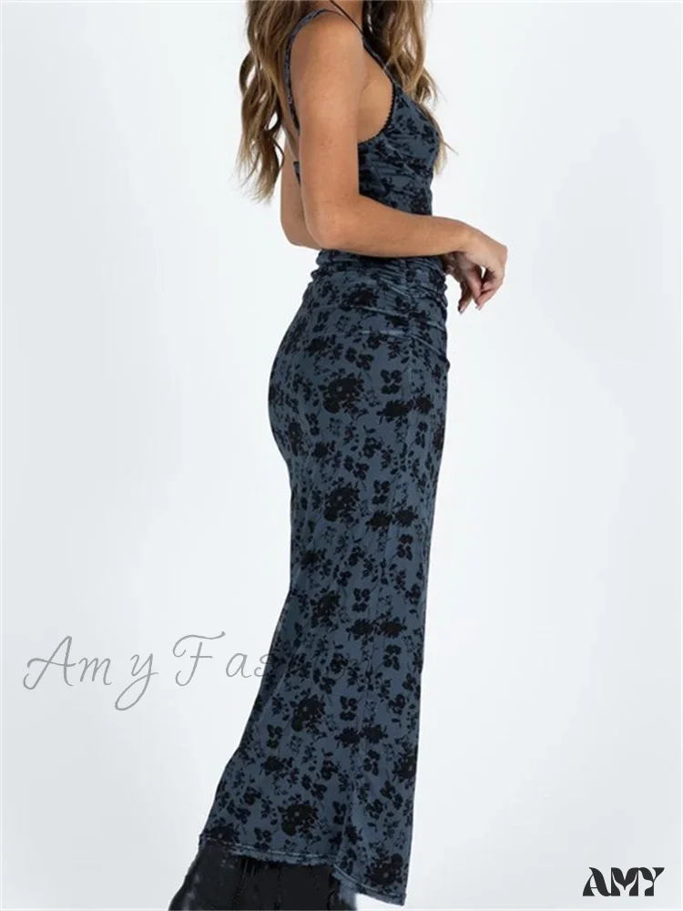 Amy Fashion - Women Sleeveless Strap  Summer Vintage Floral V-neck Party for Cocktail Beach Vestido Streetwear - Image 2