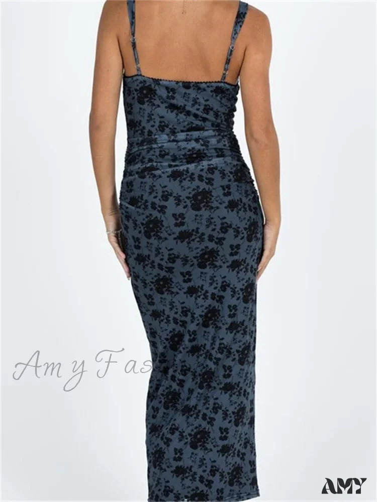 Amy Fashion - Women Sleeveless Strap  Summer Vintage Floral V-neck Party for Cocktail Beach Vestido Streetwear - Image 3