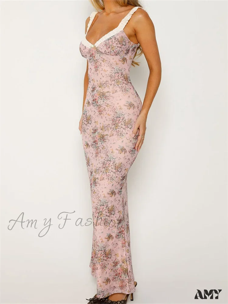 2024 Women  Sleeveless V-neck Backless Floral Print Patchwork Summer  Cocktail Party Female Vestidos - Image 2