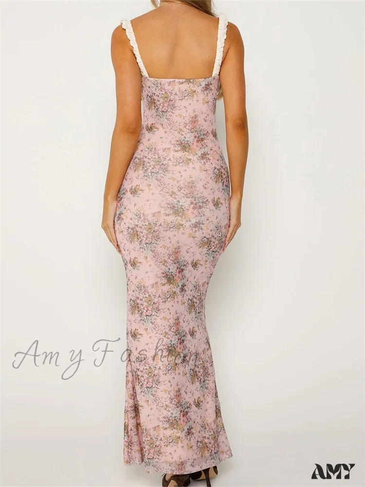 2024 Women  Sleeveless V-neck Backless Floral Print Patchwork Summer  Cocktail Party Female Vestidos - Image 3
