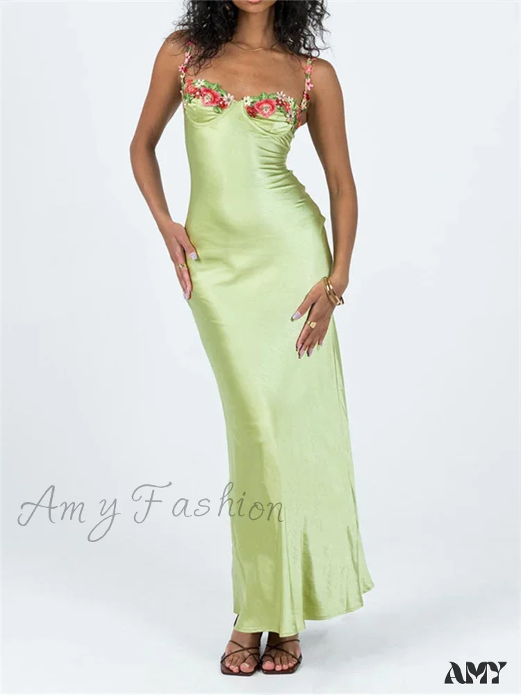 Amy Fashion - Women Sling Bodycon  Flower Embroidery Sleeveless Spaghetti Strap Cocktail Summer Party Club Vestidos - Image 8