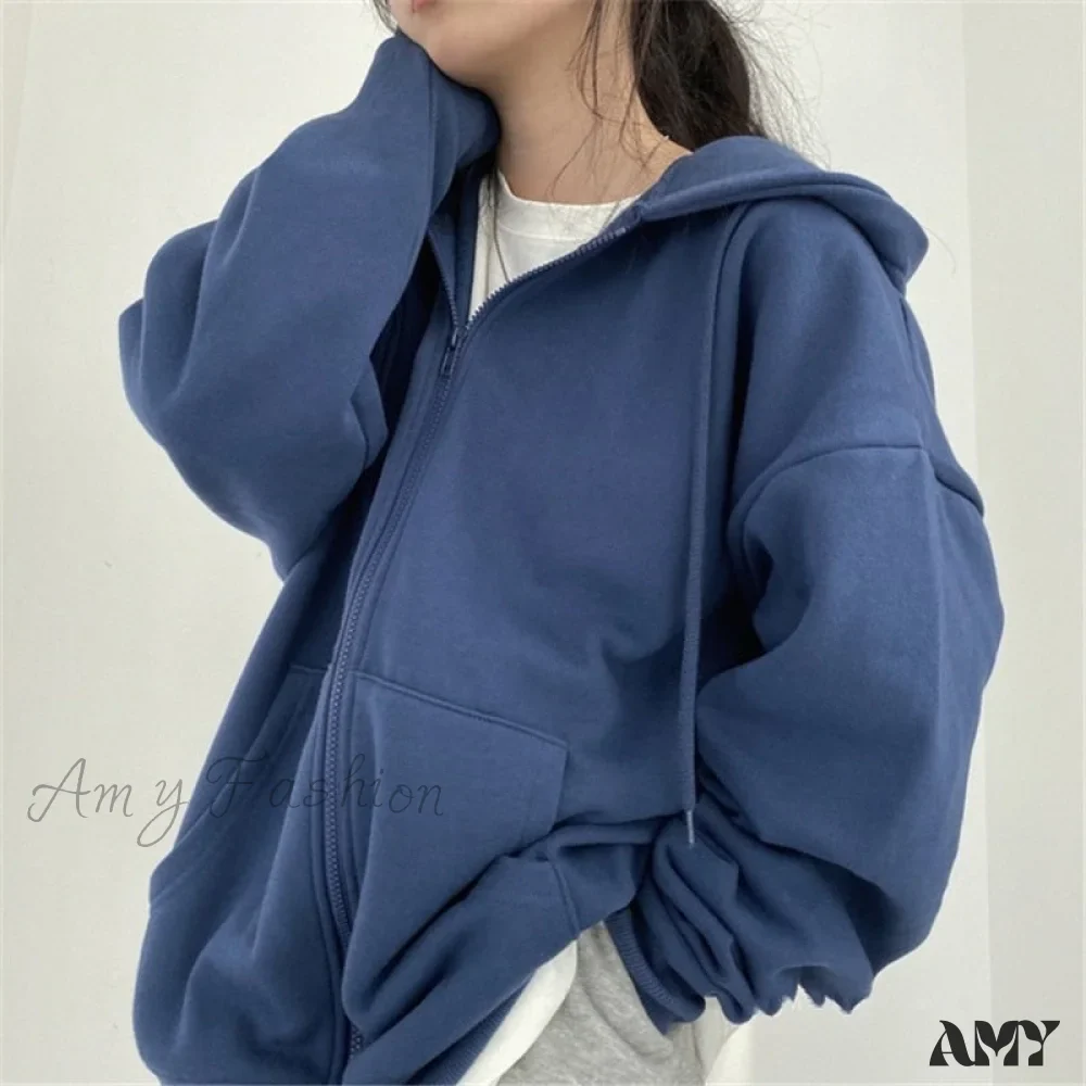Amy Fashion - Zip Up Streetwear Letter Printed Hoodies - Image 10