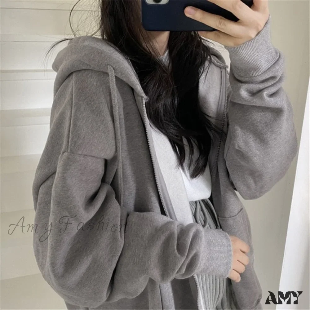 Amy Fashion - Zip Up Streetwear Letter Printed Hoodies - Image 11