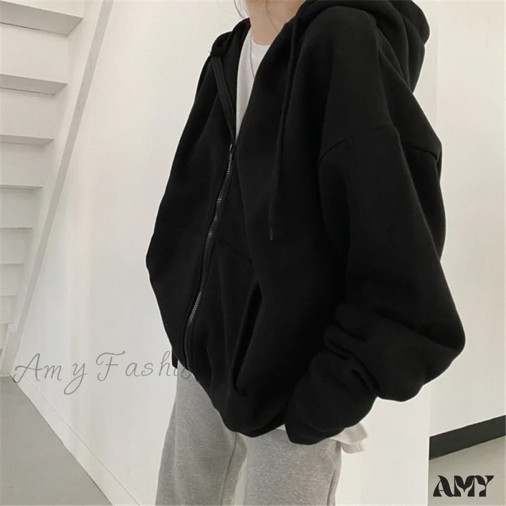 Amy Fashion - Zip Up Streetwear Letter Printed Hoodies - Image 12