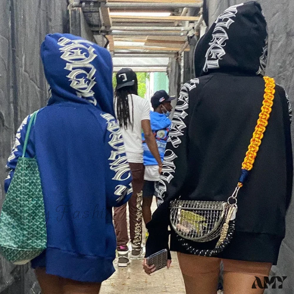 Amy Fashion - Zip Up Streetwear Letter Printed Hoodies - Image 3