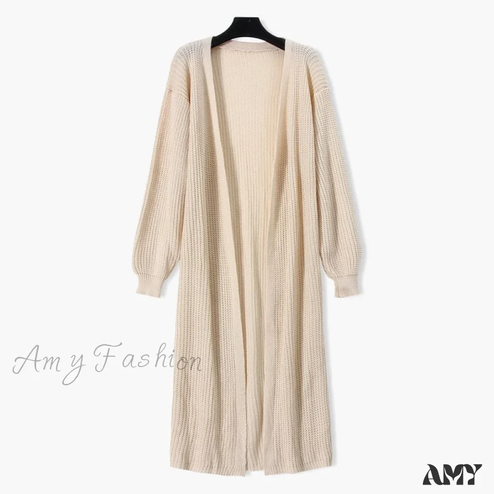 Amy Fashion - Casual Long Knitted Cardigan women V-Neck sweater - Image 2