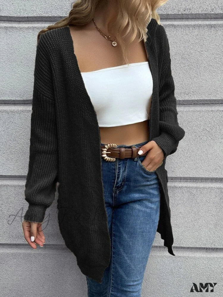Amy Fashion - Casual Long Knitted Cardigan women V-Neck sweater - Image 6