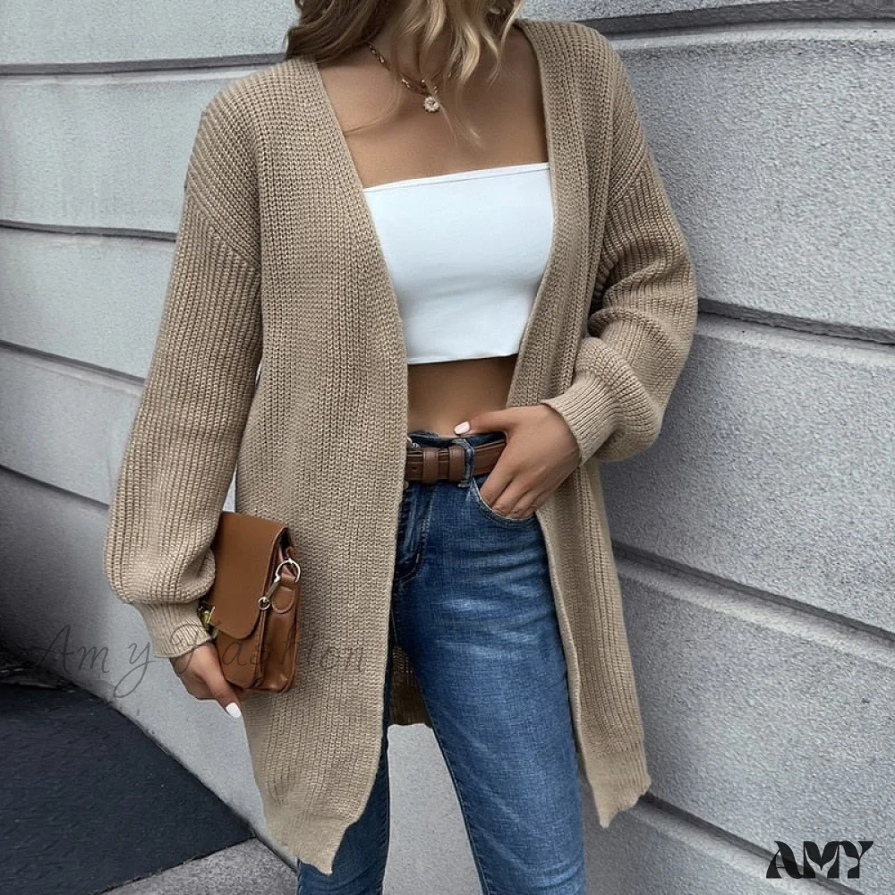 Amy Fashion - Casual Long Knitted Cardigan women V-Neck sweater - Image 7