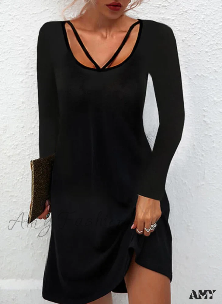 Amy Fashion - Sexy Lace Mesh Patchwork Long Sleeve Dress - Image 14