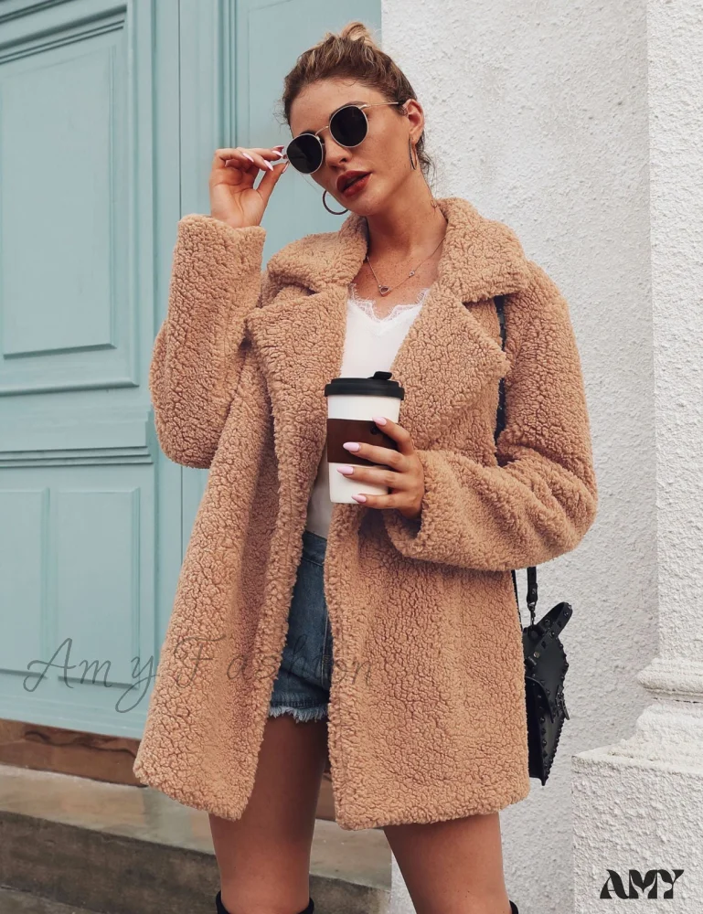 Amy Fashion - Soft Fur Fashion Plush Coat - Image 5