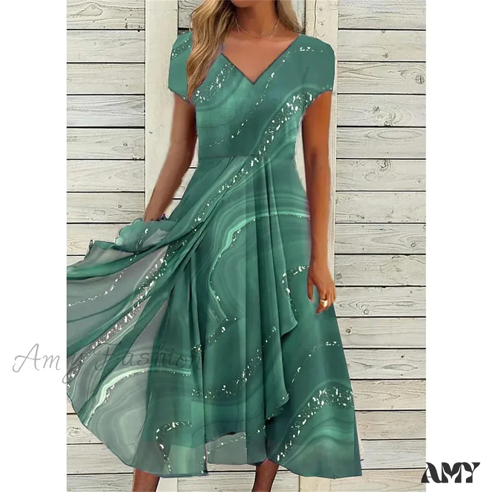 Women's Long Chiffon Stitching Lace Female Bridesmaids Elegant Maxi Pure Color Round Neck Long Vestidos Dress - Image 2