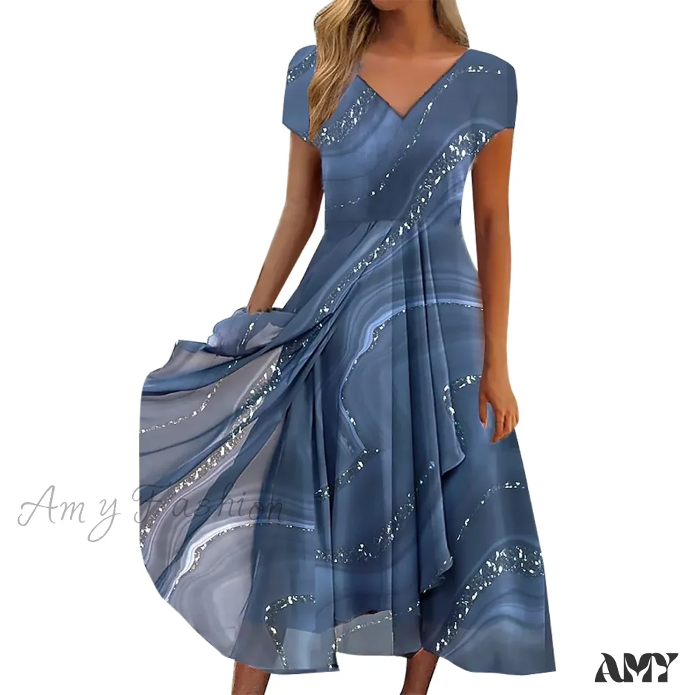 Women's Long Chiffon Stitching Lace Female Bridesmaids Elegant Maxi Pure Color Round Neck Long Vestidos Dress - Image 5