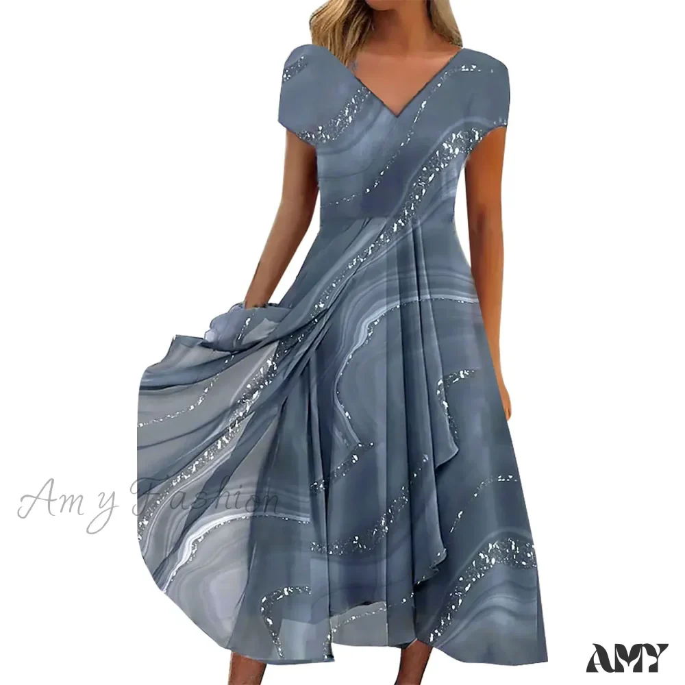 Women's Long Chiffon Stitching Lace Female Bridesmaids Elegant Maxi Pure Color Round Neck Long Vestidos Dress - Image 9
