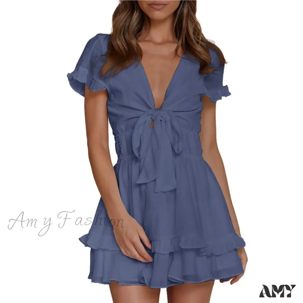 Women's Long Silk Like Tie Back 2 Piece Set Casual And Sexy Wear Fall Cotton Sleeve Pajamas Dress - Image 9