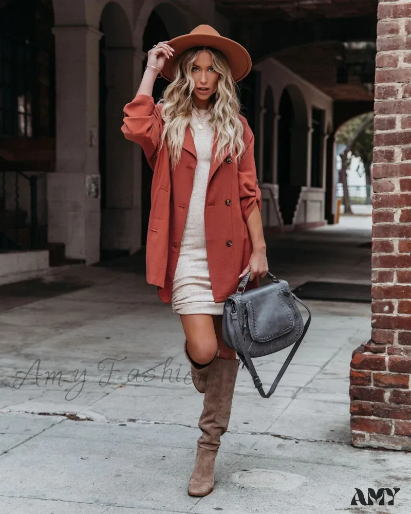 Amy Fashion - Mid Length Casual Long Sleeve Coat - Image 6