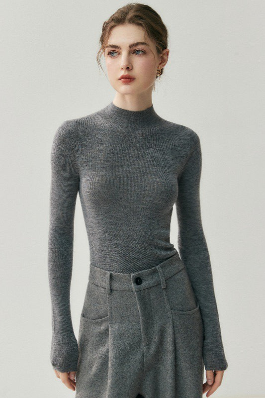 Wool Mock Neck Slim Base Layer - Image 3