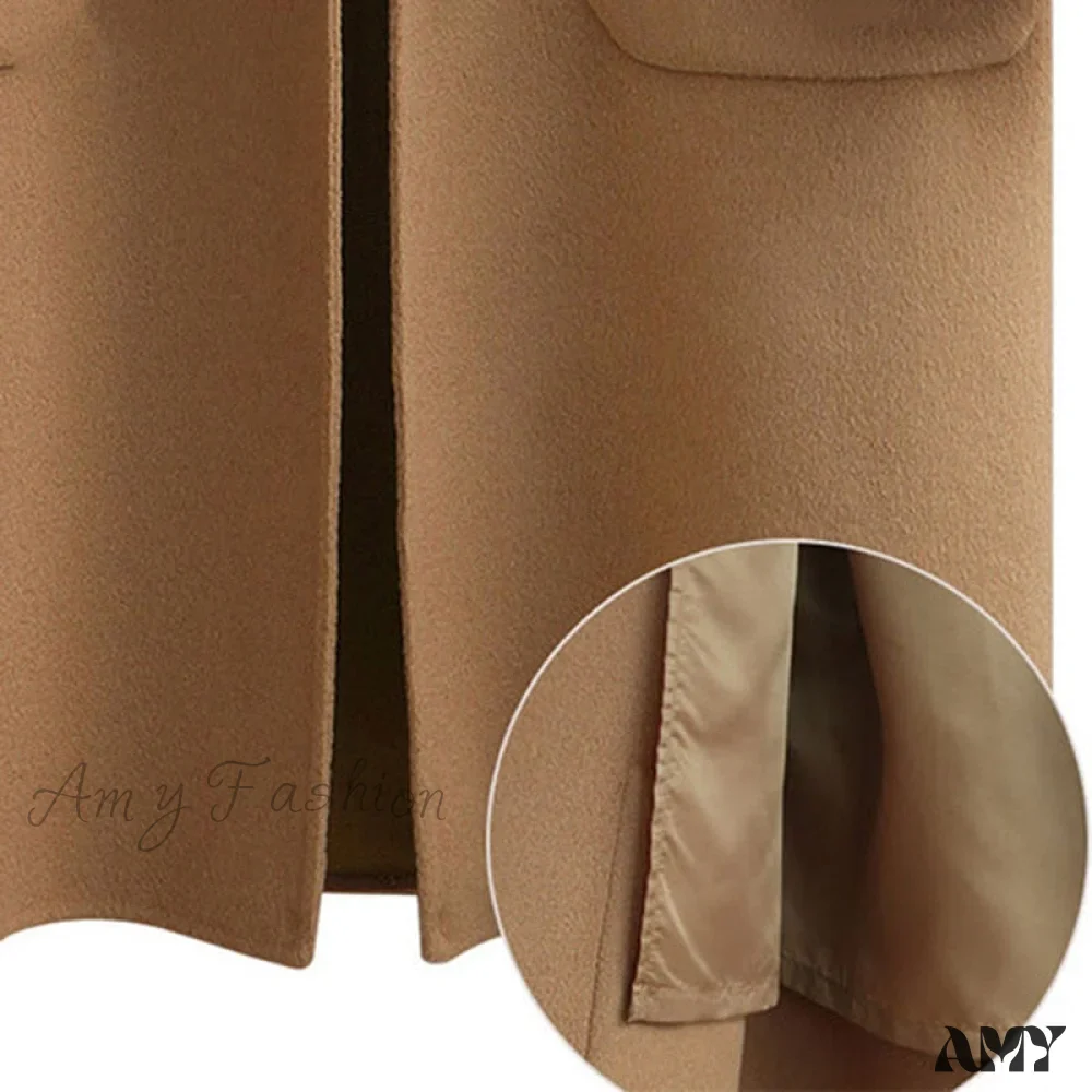 Amy Fashion - Wool Baggy Long Solid Simple All-match Overcoat - Image 4