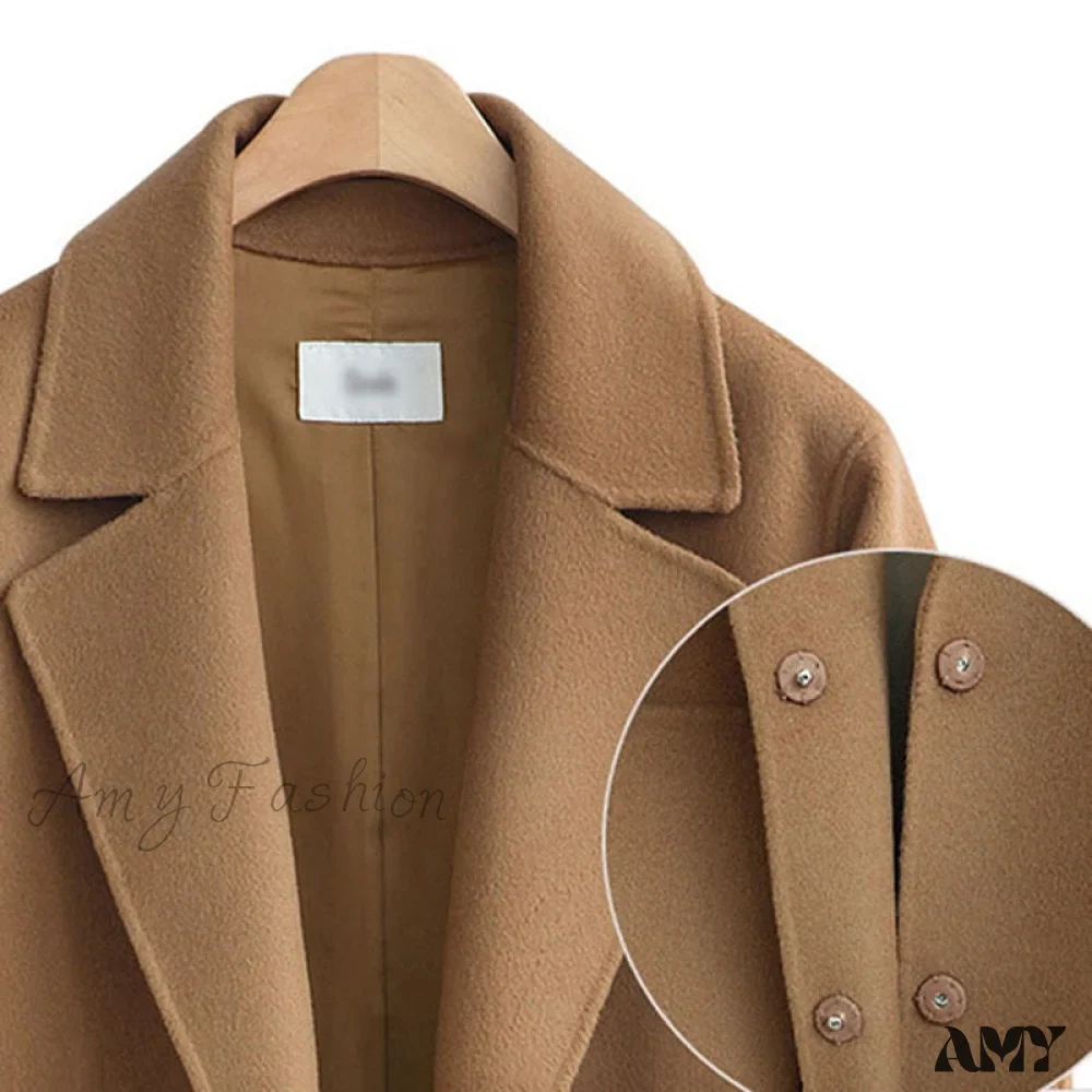 Amy Fashion - Wool Baggy Long Solid Simple All-match Overcoat - Image 5