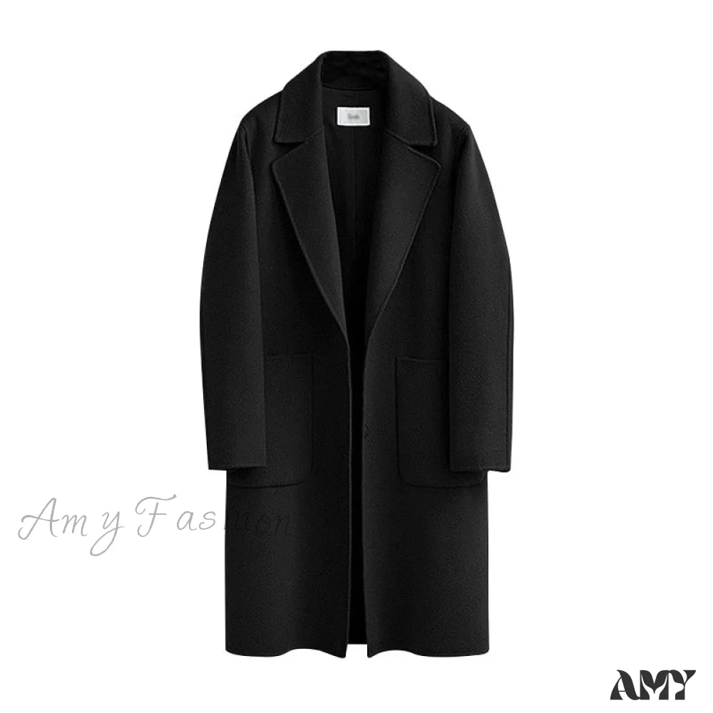 Amy Fashion - Wool Baggy Long Solid Simple All-match Overcoat - Image 6