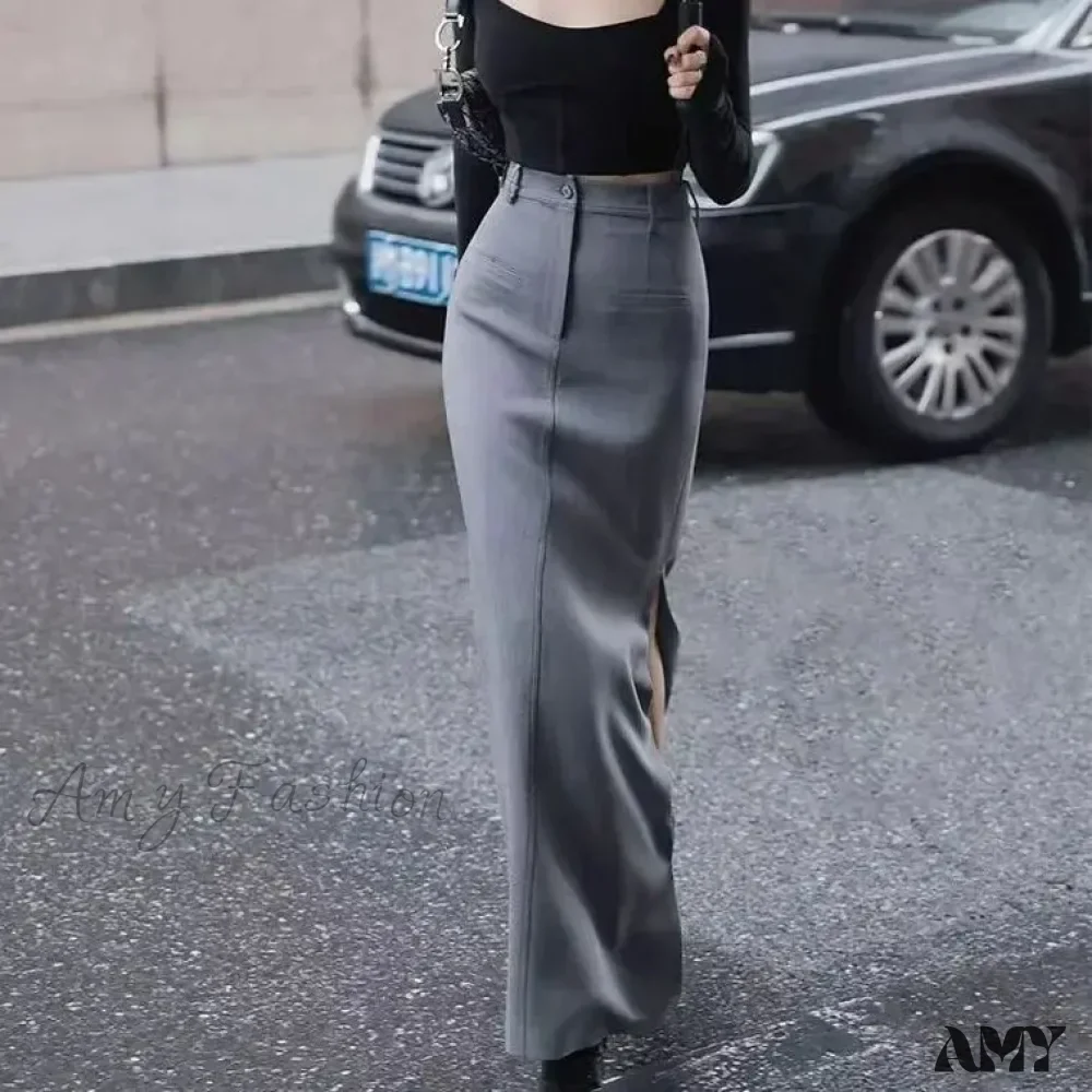Wrap Hip High Waist New Workwear Office Lady Side Split Sheath Skirt - Image 2