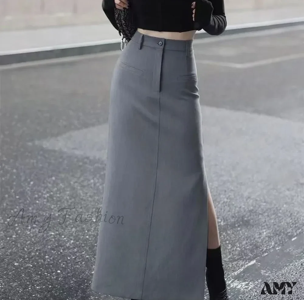 Wrap Hip High Waist New Workwear Office Lady Side Split Sheath Skirt - Image 3