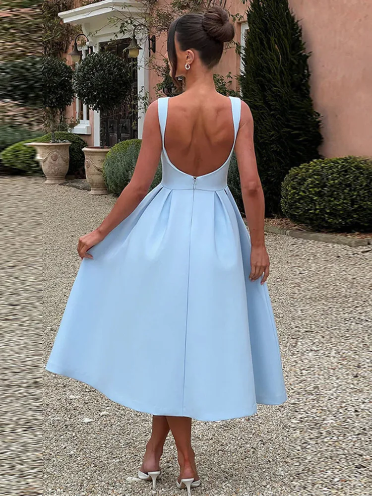 Wrap Pleated A-Line Midi Dress - Image 3