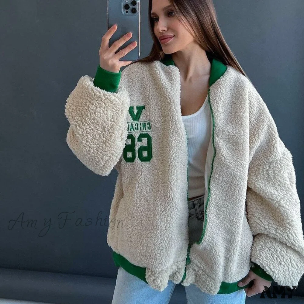 Amy Fashion - Y2k Green Print Fashion Baseball Jacket - Image 12